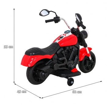 Motor Chopper V-Max na akumulator dla dzieci Czerwony + Melodie Klakson + Światło + Kółka pomocnicze